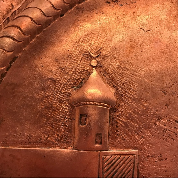 Unknown vintage Islamic madrassa or mosque on solid copper plate. - Picture 5 of 6